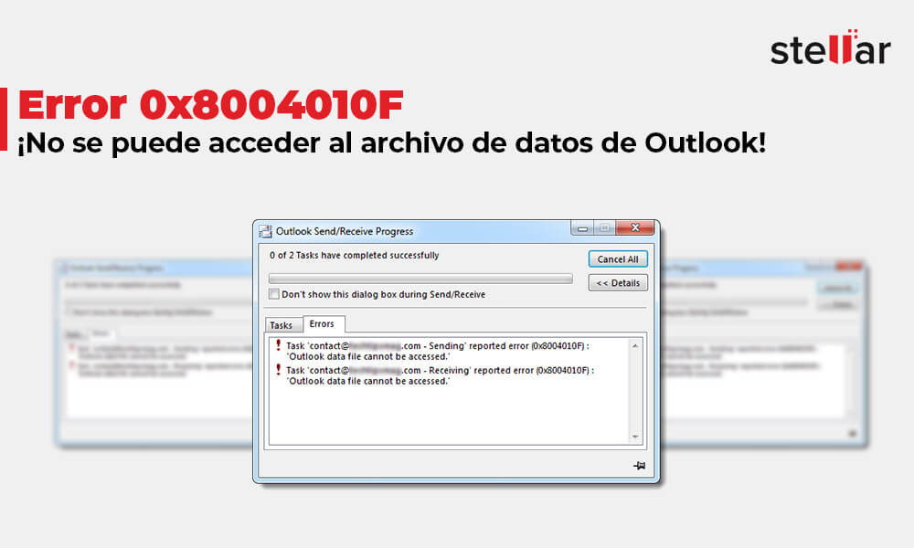 Error 0x8004010F: ¡No se puede acceder al archivo de datos de Outlook!