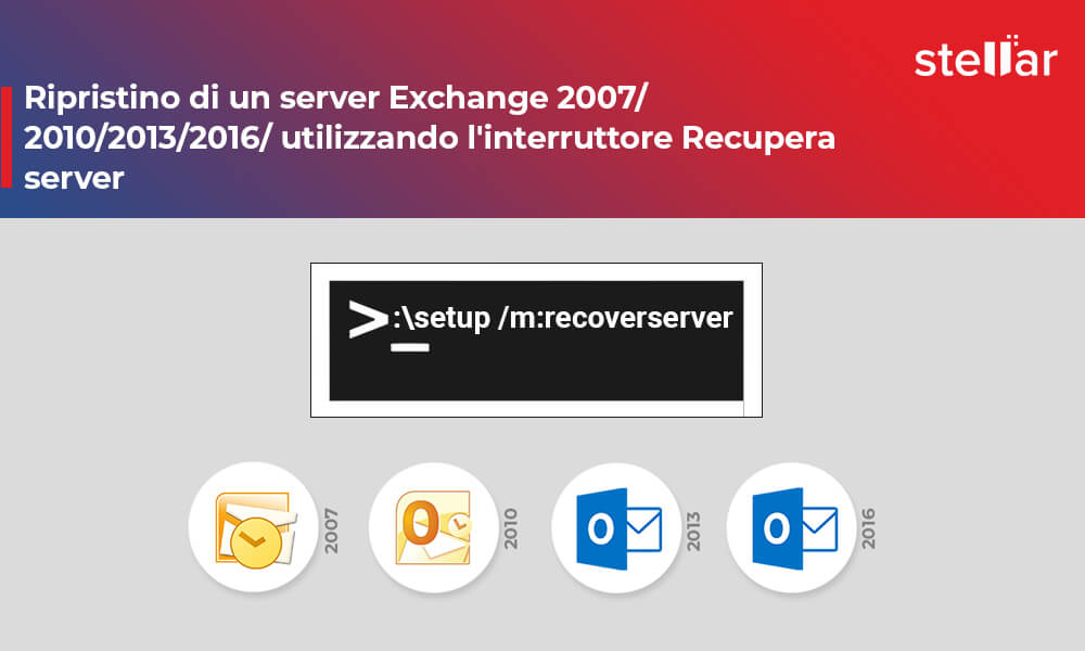 Ripristino di un server Exchange 2007/ 2010/2013/2016/ utilizzando l’interruttore Recupera server