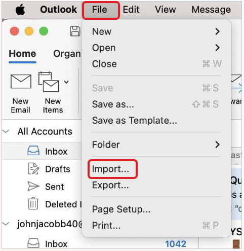 Import OLM File into Mac