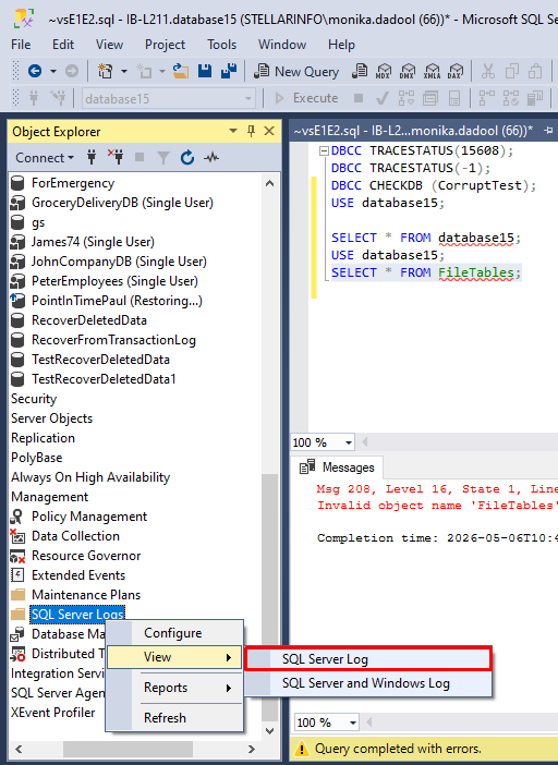 Monitor SQL Server Error Log