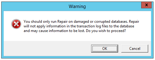 eseutil hard recovery data loss warning