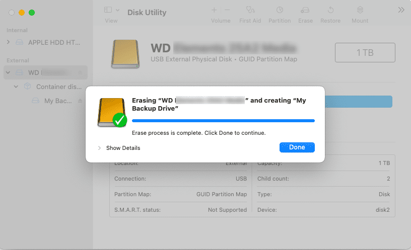 WD My Passport Erased via Disk Utility