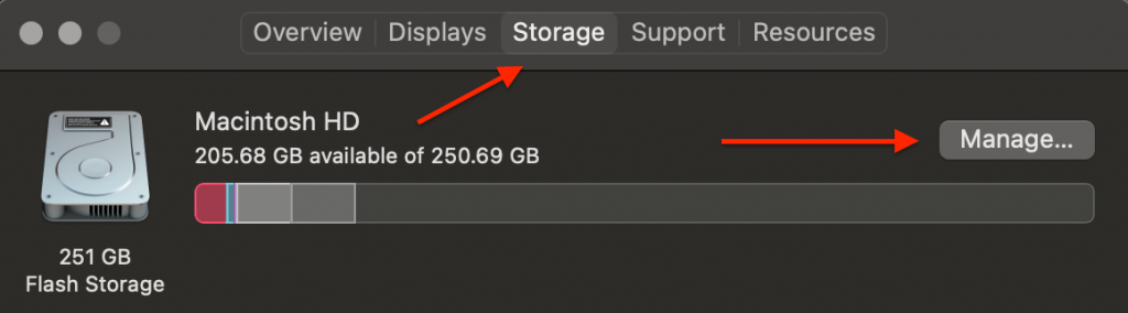 Logo Apple > À propos de ce Mac > Stockage