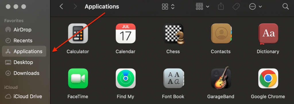 Dossier Applications sur le Mac