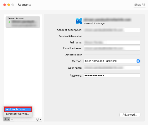 Click on Add an Account