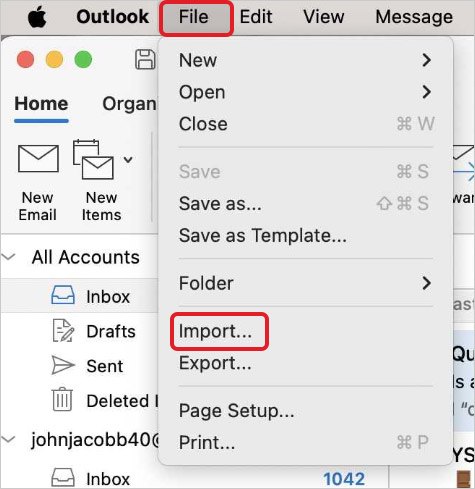 Click on File to Import