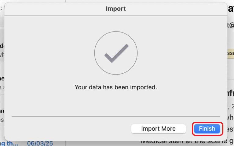 Click Finish to complete the process