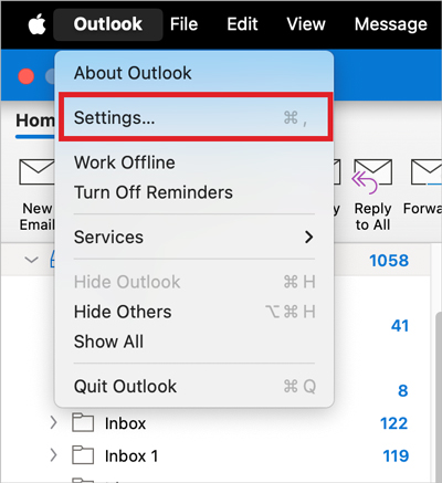 Click on Outlook settings 