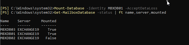 mount database acceptdataloss parameter