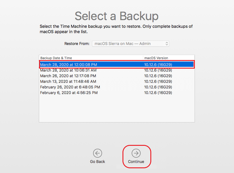 select-a-backup