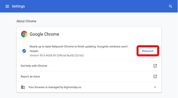 Relaunch Google Chrome Browser after Update