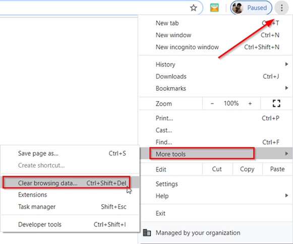 Open More Tools option in your Google Chrome Browser