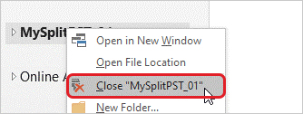 close the PST file