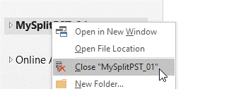 close the PST file