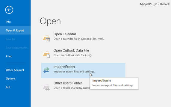 choose Import/Export Option