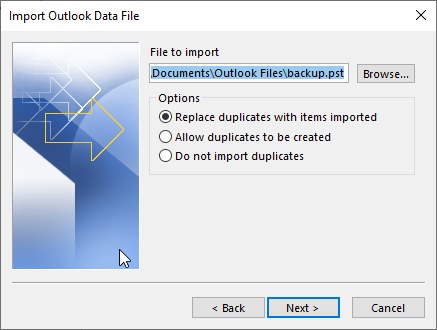 choose the PST file you want to open