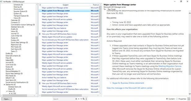 click on a mail item to see its preview