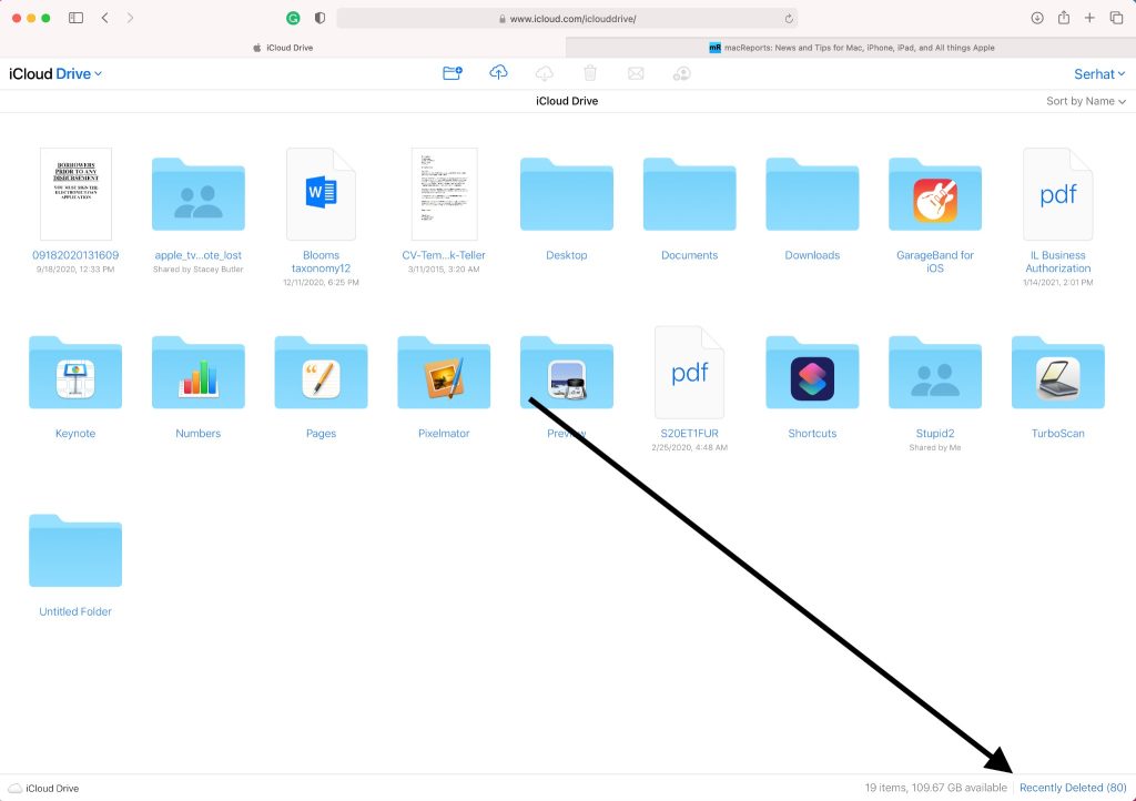 click Recently Deleted