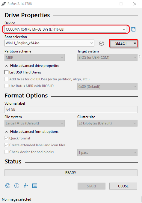 Rufus-Boot-selection