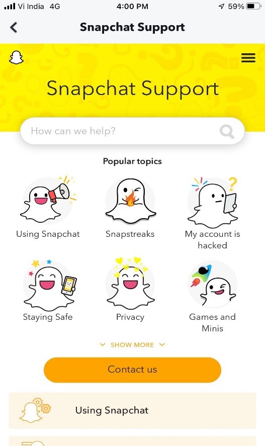 recover photos from snapchat support team