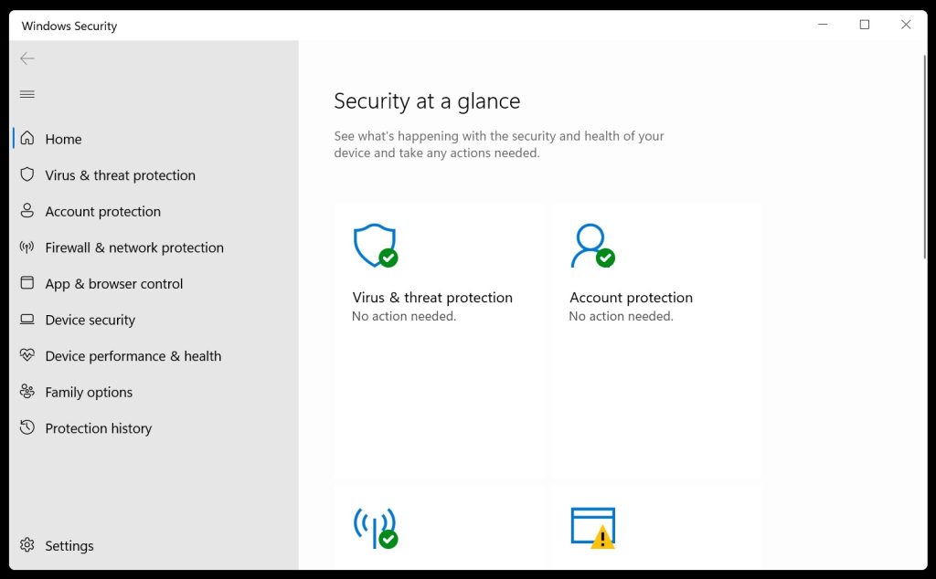 Virus & threat protection > Scan options
