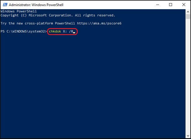 Windows-powershell-chkdsk-command