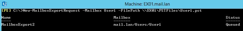 create mailbox export request to save the mailboxes as pst file