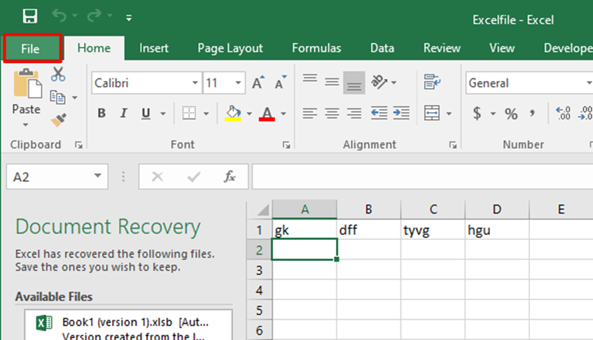 Go the File Tab in Excel