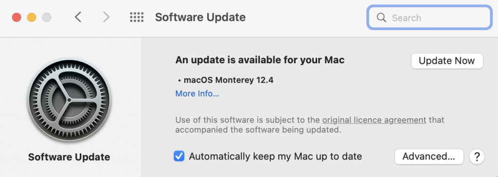 System Preferences on macOS Monterey > Software Update