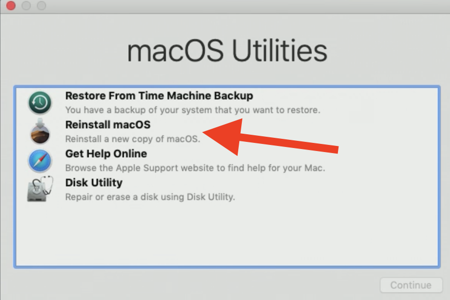 macOS Utilities window