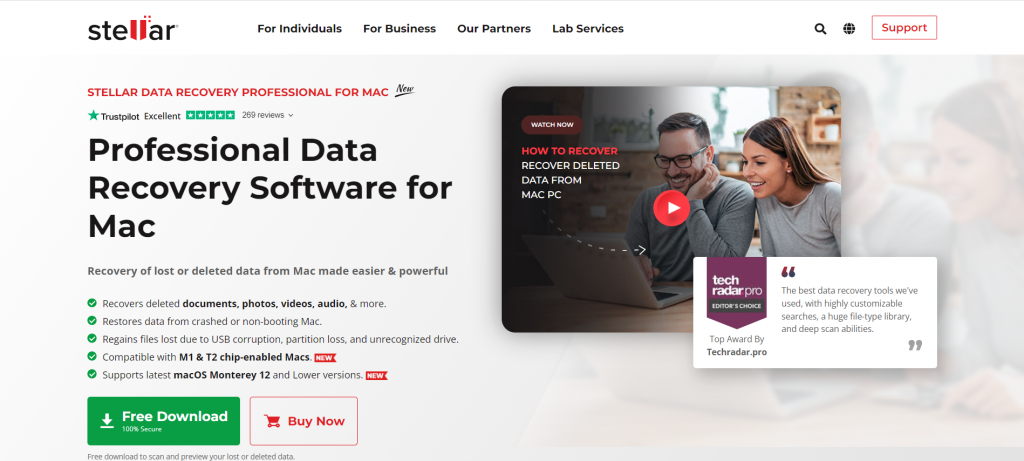 Stellar Data Recovery Professional download page