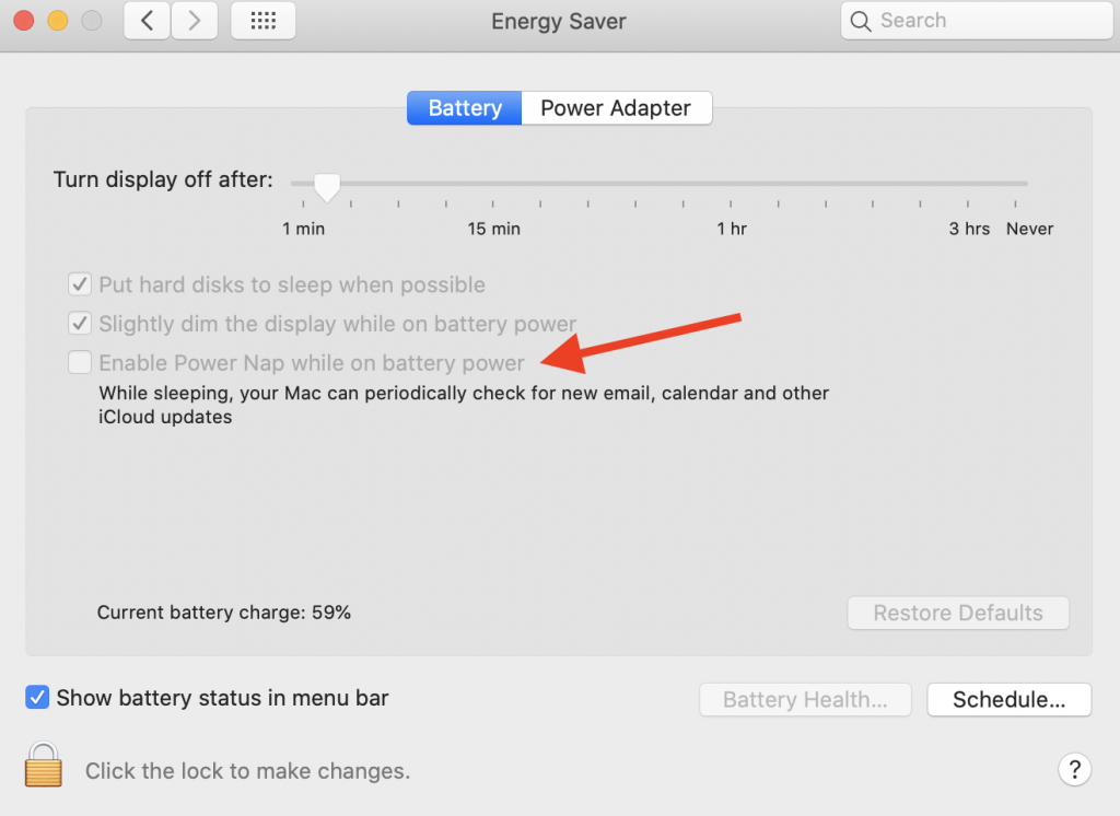 System Preferences > Energy Saver > Batter tab