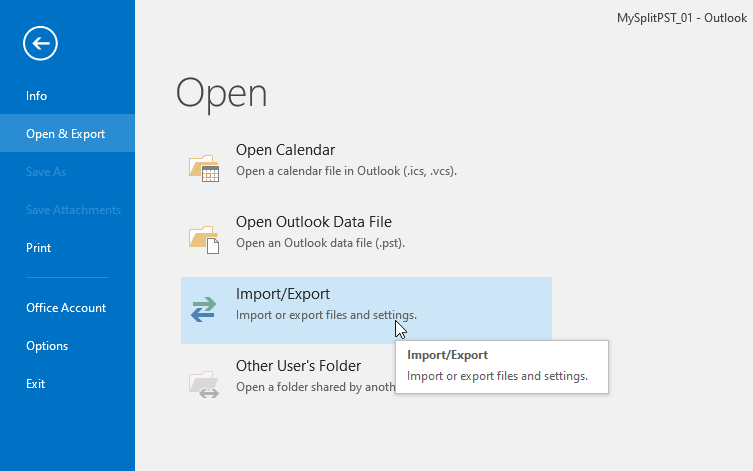 import pst to open pst with outlook