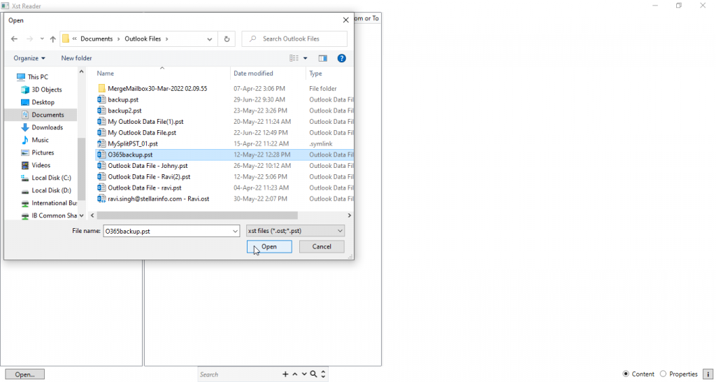 open pst file without outlook using XST reader