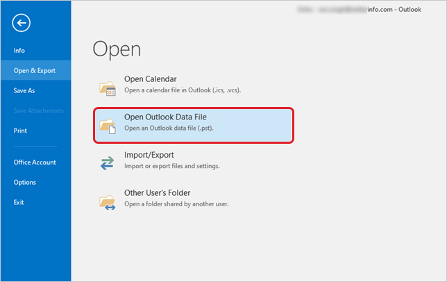 Open Outlook Data File