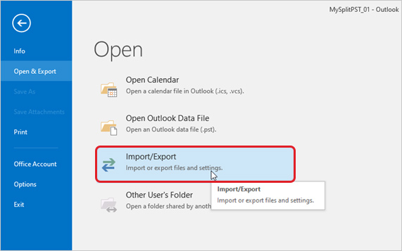 choose Import/Export Option