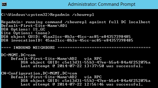 repadmin showrepl command