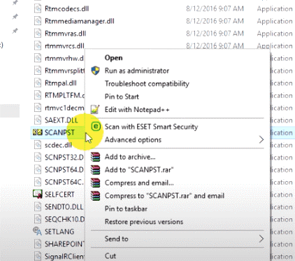 run the scanpst or inbox repair tool