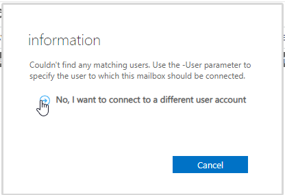 select i want to connect to a different user account