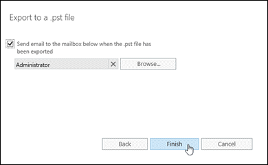 select user who will receive email when PST export is finsih