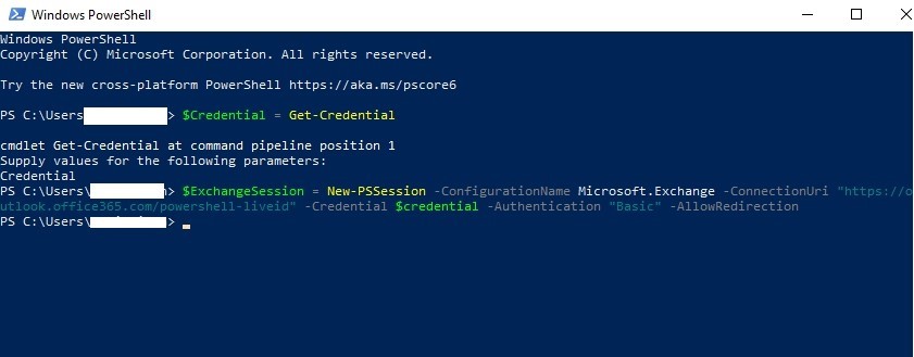 start remote powershell session to office 365
