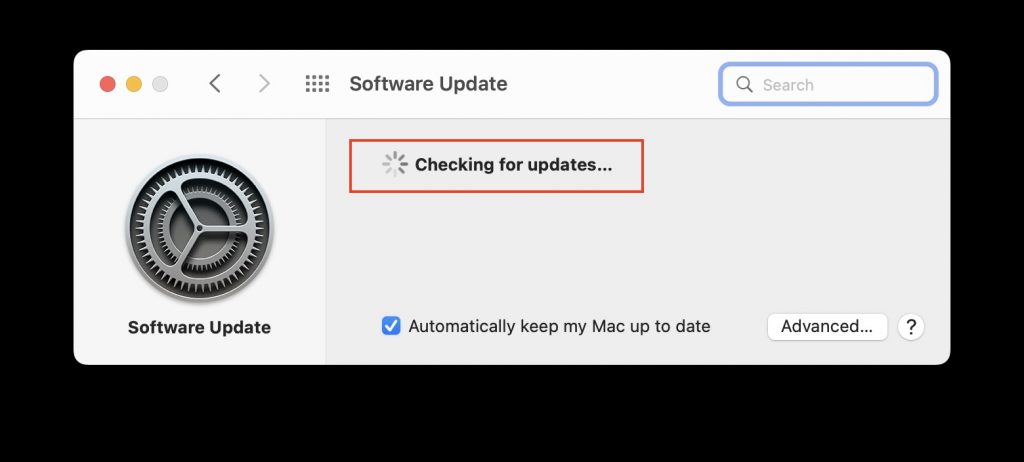 Software Update- Checking for Updates.