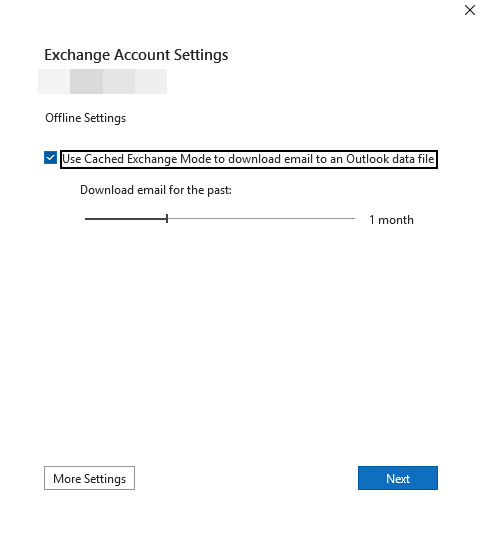 Exchange account Settings