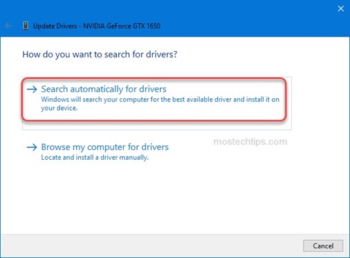 Update Drivers- Search Automatically for Drivers