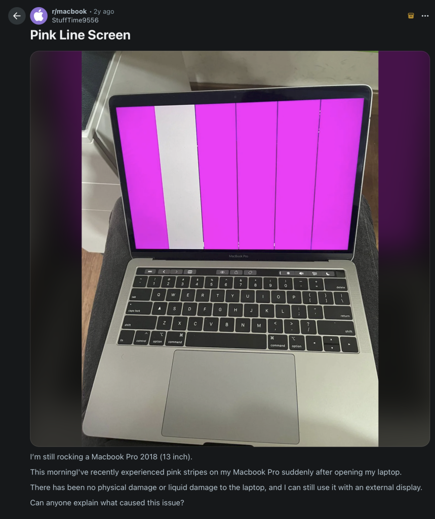 Pink line screen