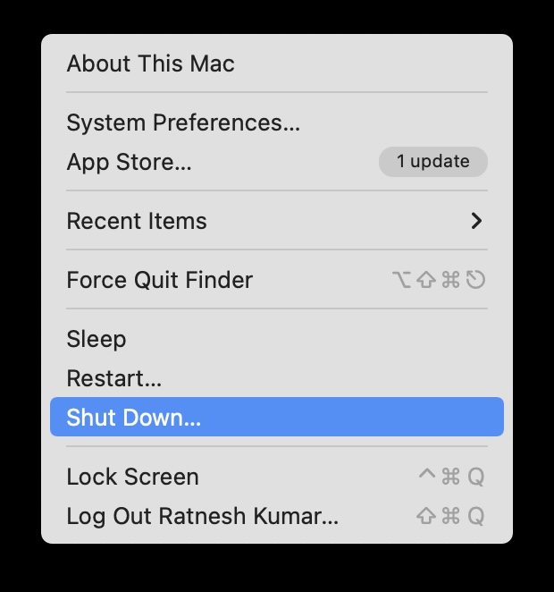 Boot MAC in Safe Mode- Select "Shut Down"