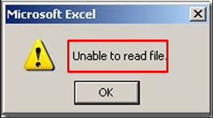 Unable to read file Error Message