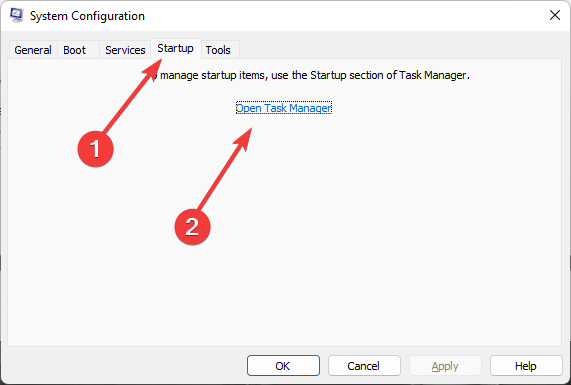 heading to startup section to open task manager