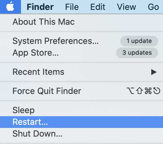 Apple Logo > Restart Mac