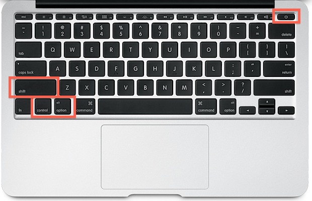 Shift + Ctrl + Alt + Power Button on keyboard